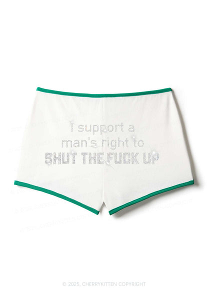 Rhinestone I Support A Mans Right Y2K Booty Shorts Cherrykitten