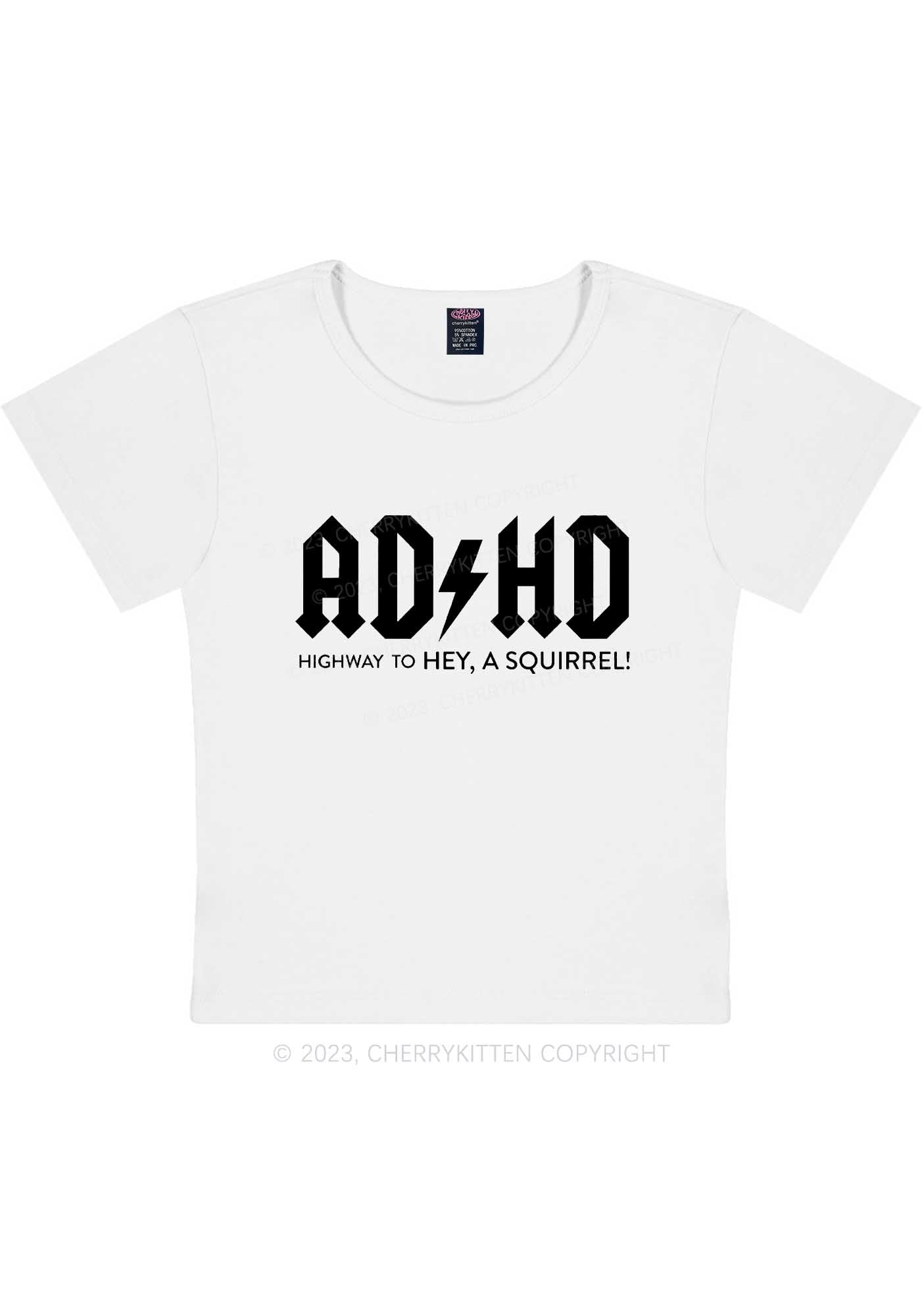 ADHD Hey A Squirrel Y2K Baby Tee Cherrykitten