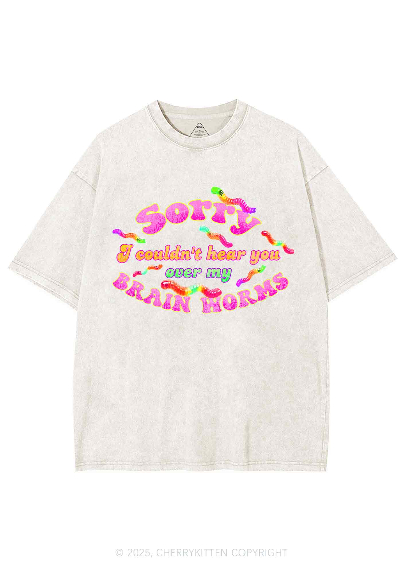 Brain Worms Y2K Shirts Washed Tee Cherrykitten