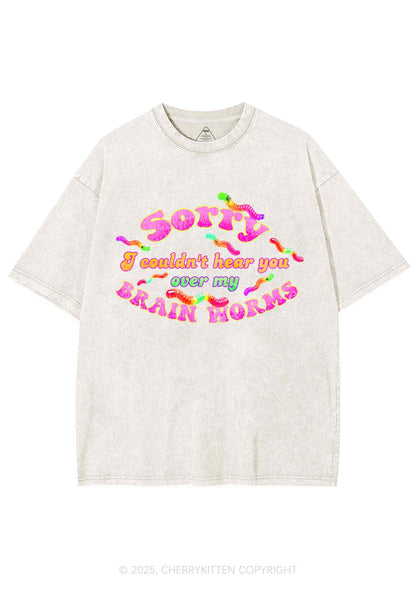Brain Worms Y2K Shirts Washed Tee Cherrykitten