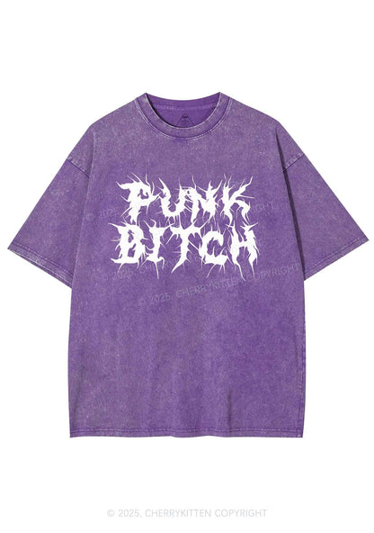 Punk Bxxch Y2K Shirts Washed Tee Cherrykitten