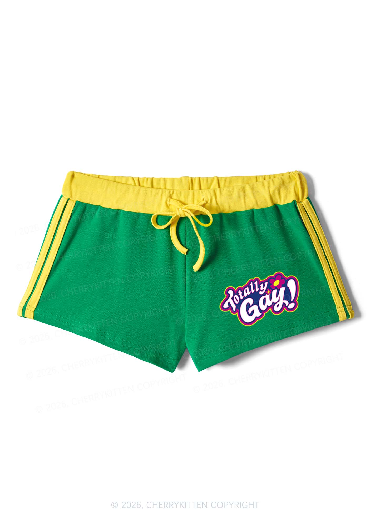 Totally Gay Pride Y2K Drawstring Mini Shorts Cherrykitten