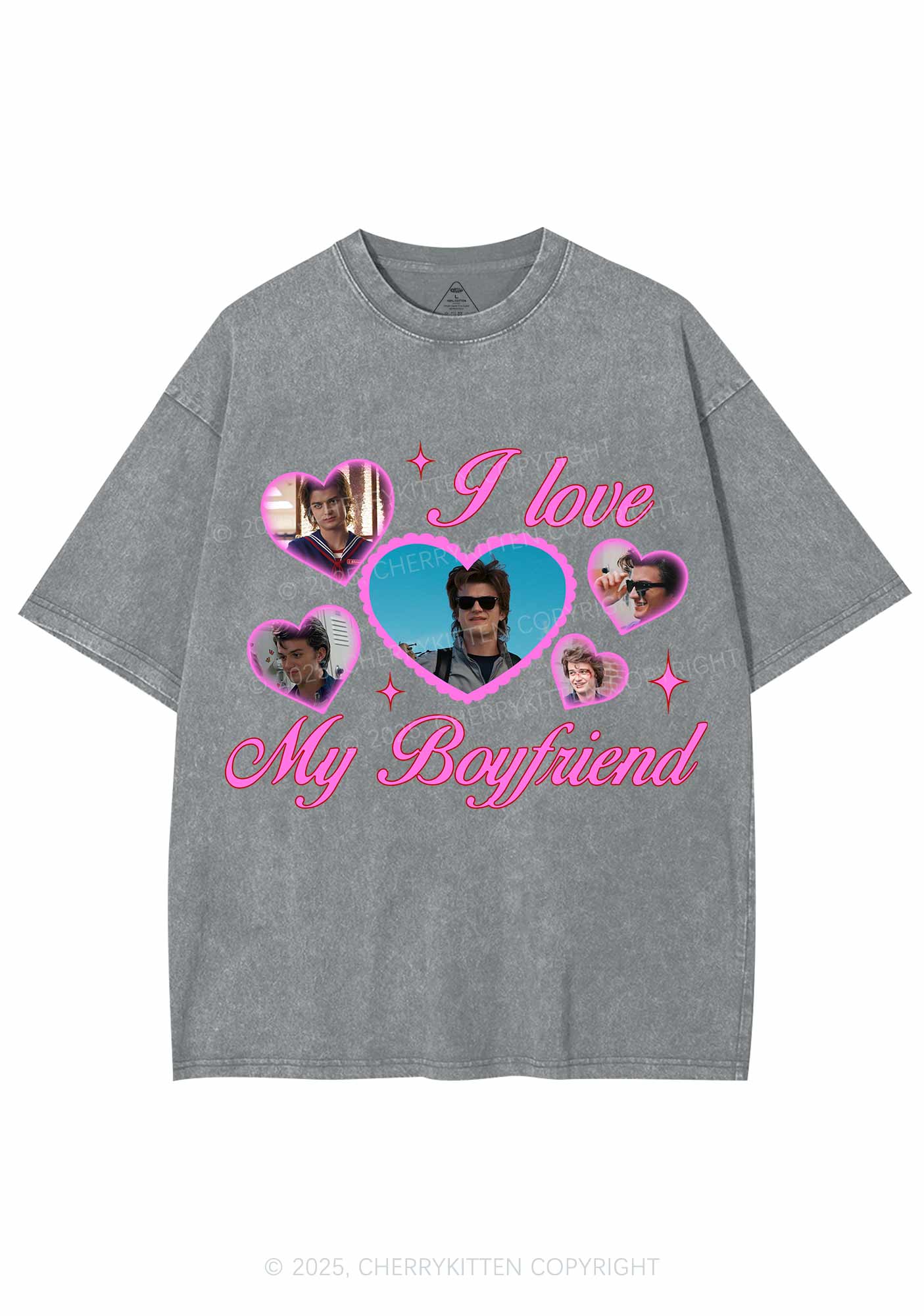 I Love My Boyfriend SH Y2K Shirts Washed Tee Cherrykitten