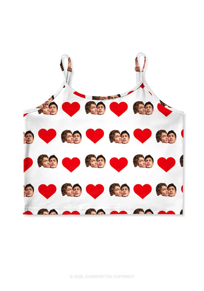 White Red Heart Gay Couple HR Y2K Print Cami Crop Top Cherrykitten