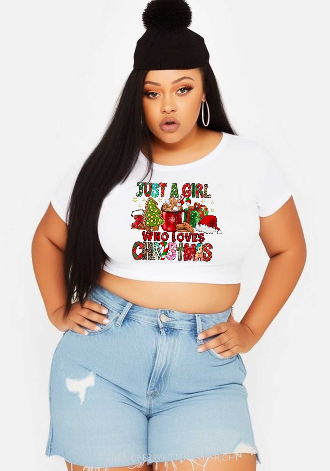 Just A Girl Who Loves Christmas Baby Tee Cherrykitten