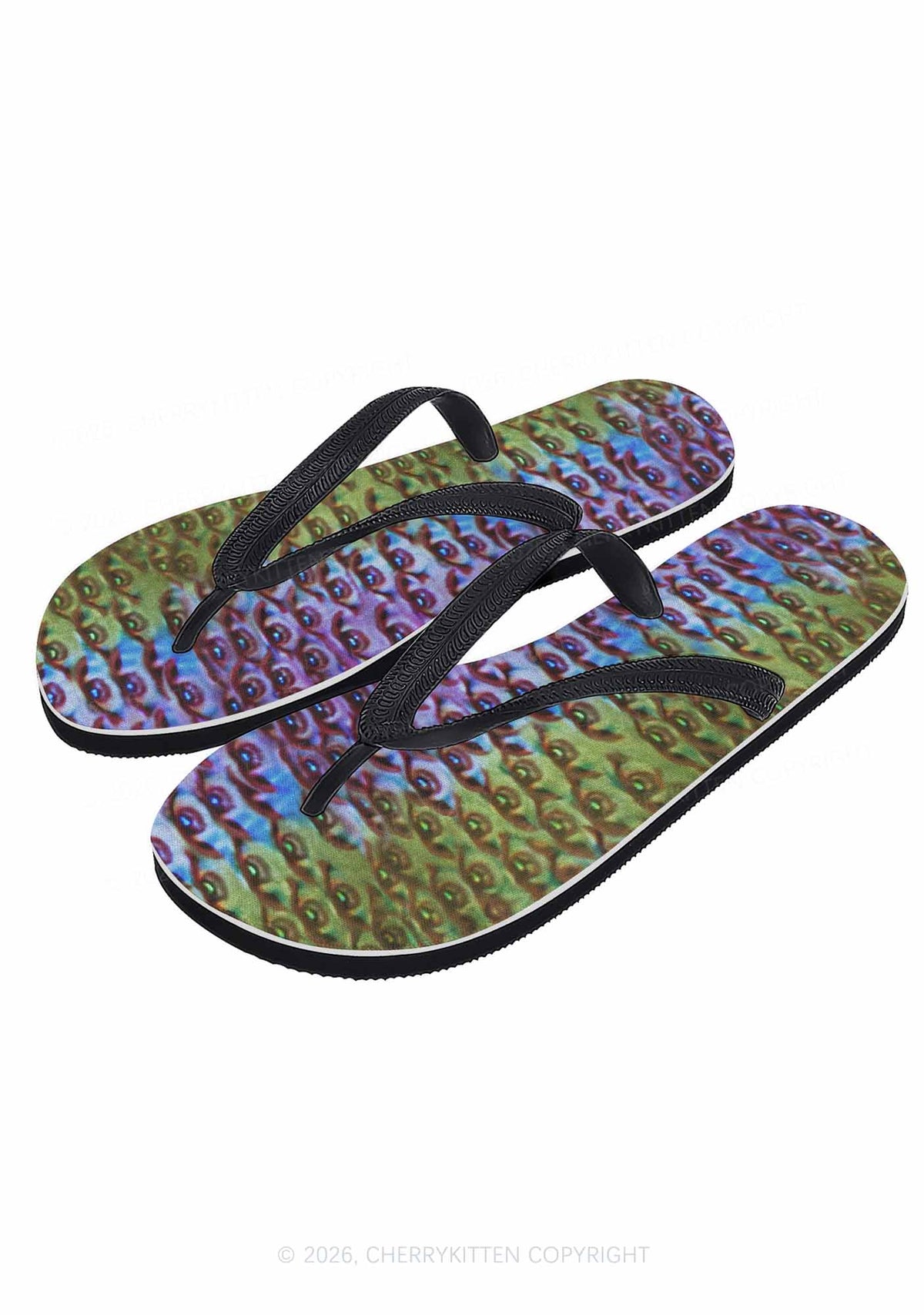 Halloween Spectrum Eyes Y2K Print Flip Flops Cherrykitten