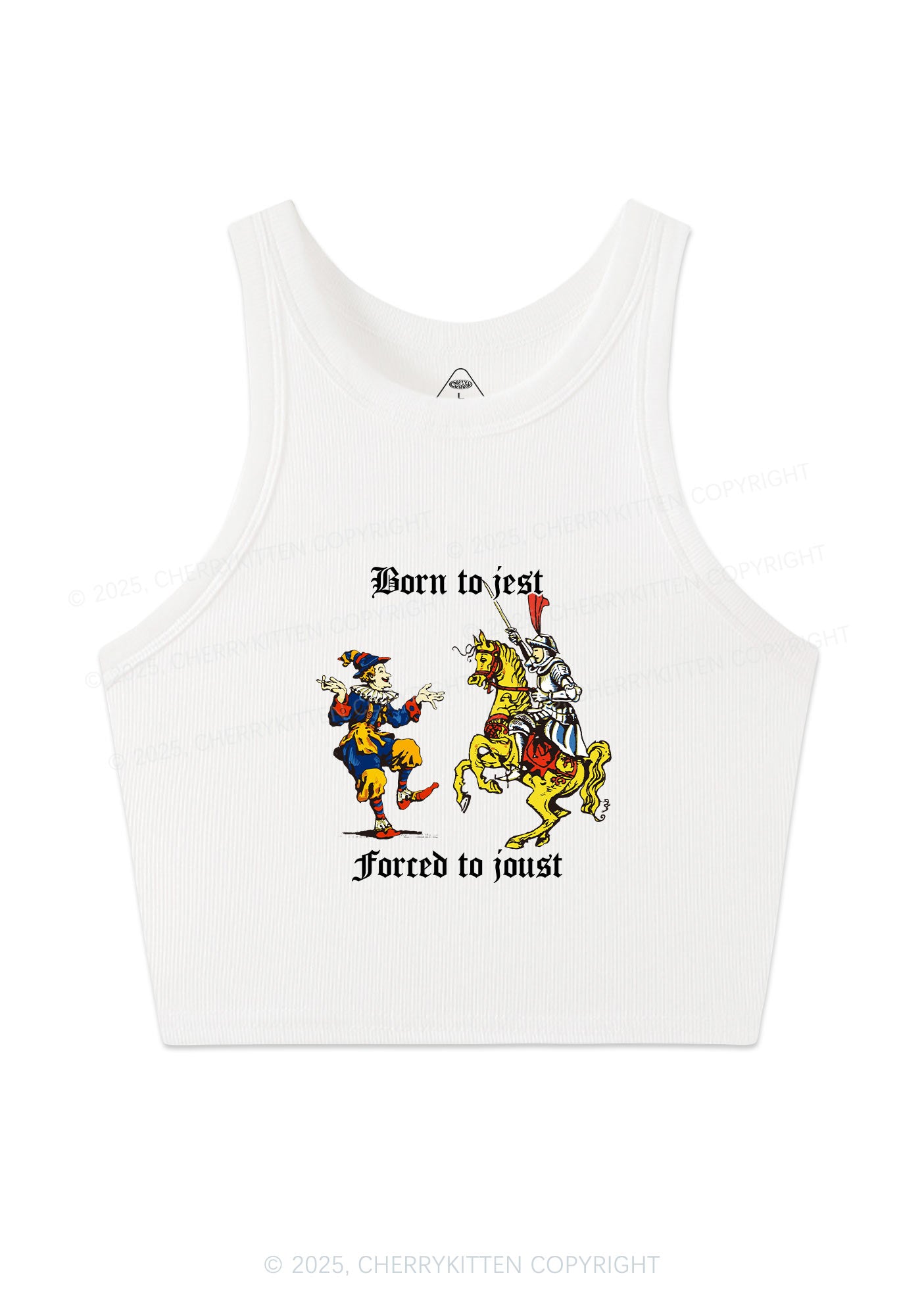 Born to Jest Forced to Joust Y2K Crop Tank Top Cherrykitten