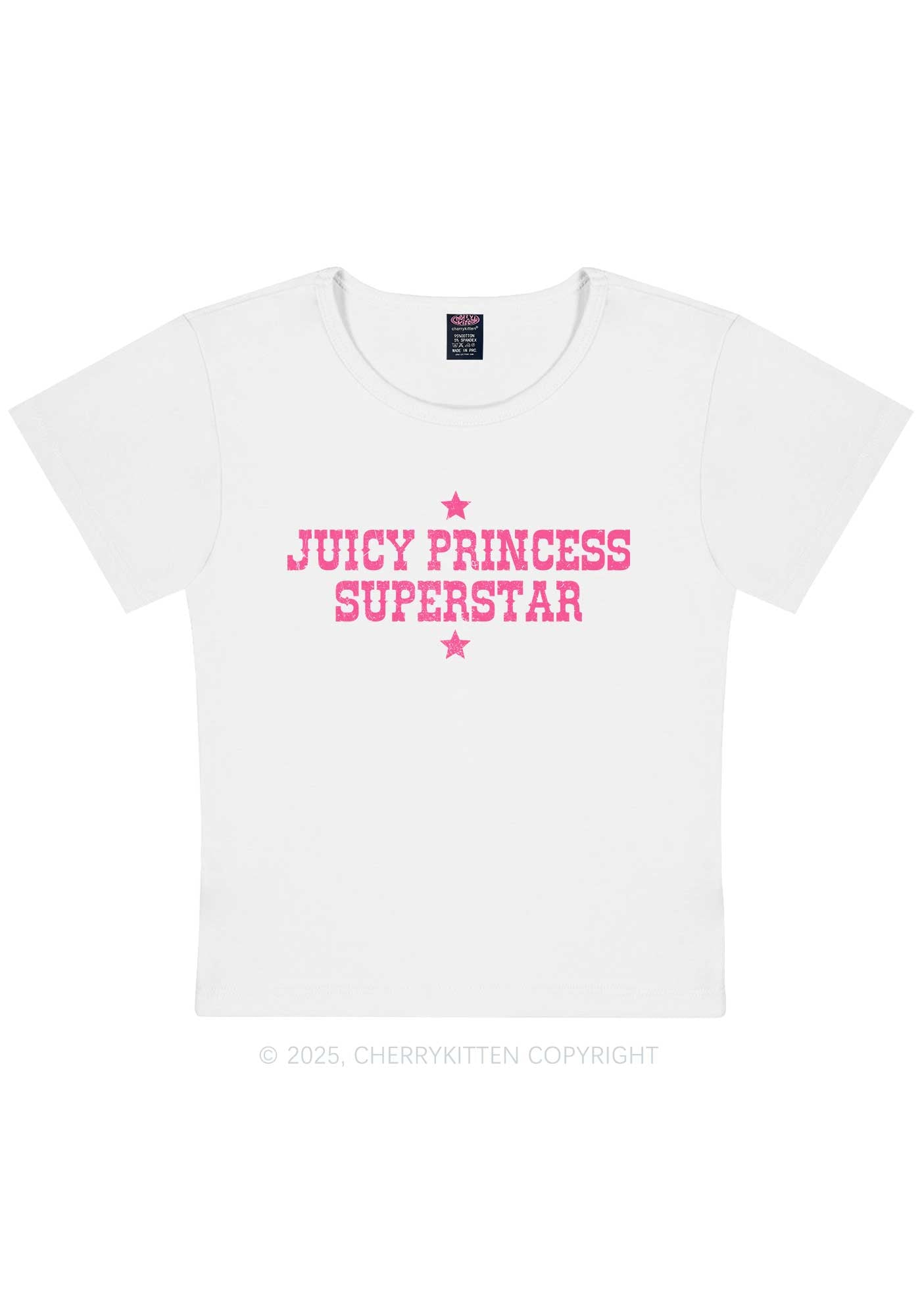 Juicy Princess Superstar Y2K Baby Tee Cherrykitten