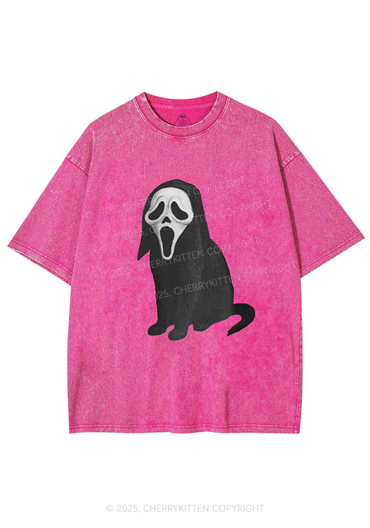 Halloween Ghostcat Y2K Washed Tee Cherrykitten