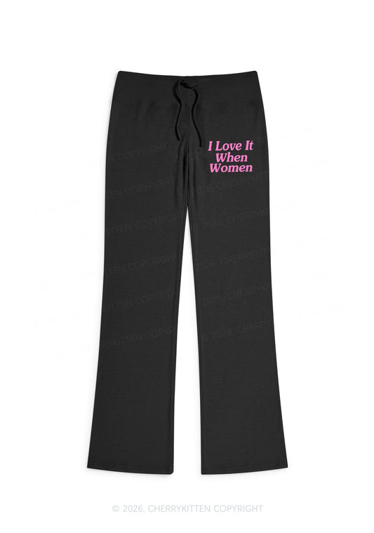 I Love It When Women Pride Y2K Low Rise Drawstring Flare Pants Cherrykitten