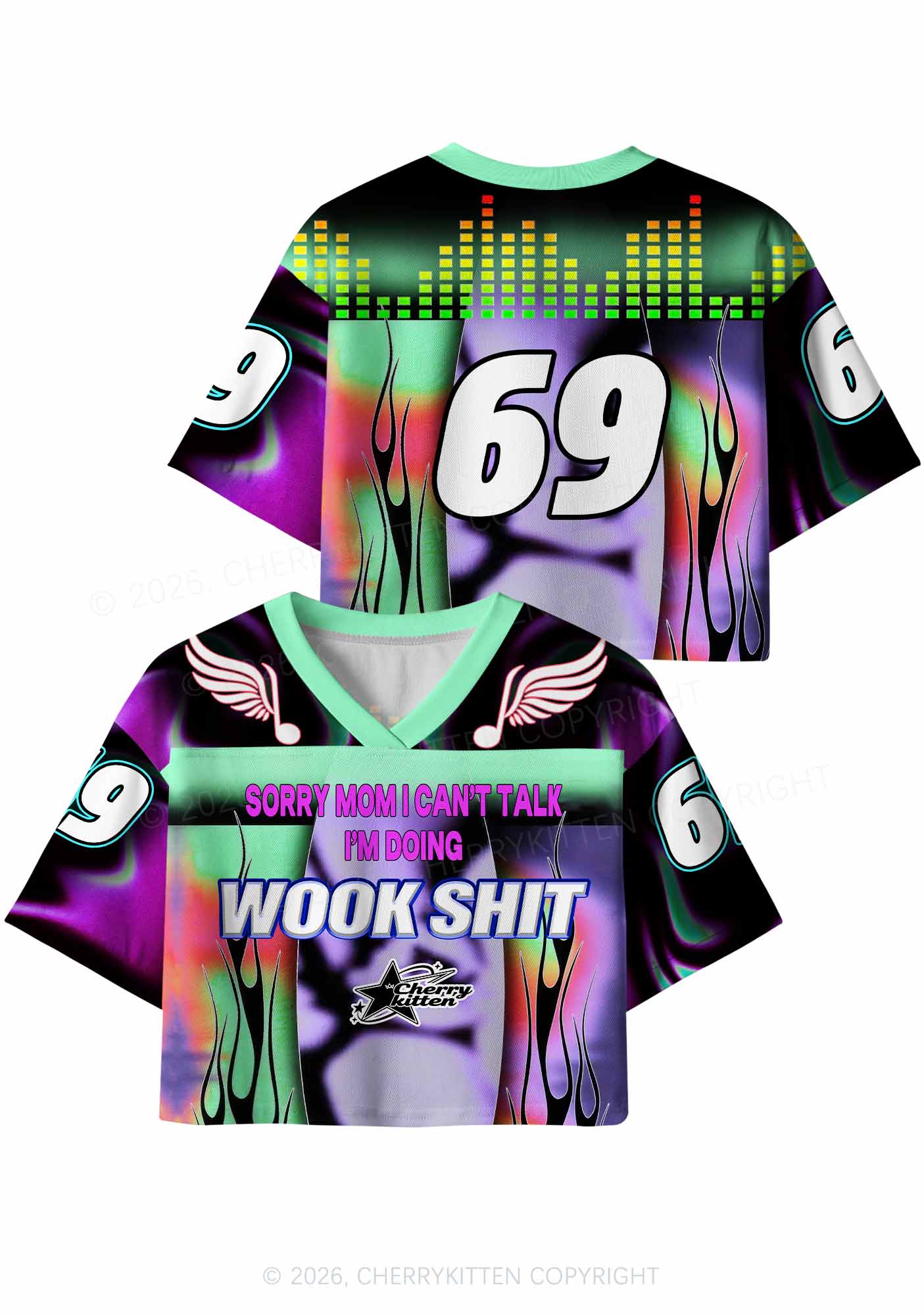 Im Doing Wook Shxt Y2K Crop Sport Jersey Shirts Cherrykitten