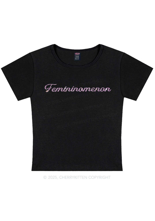 Rhinestone Femininomenon Pride Y2K Baby Tee Cherrykitten