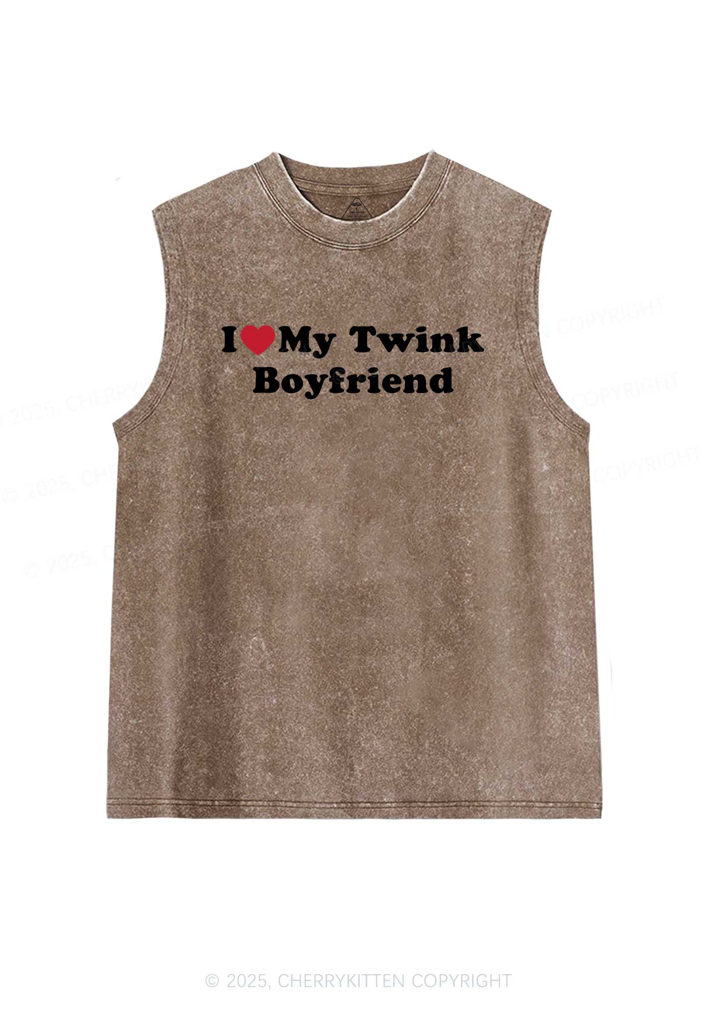 I Love My Twink BF Pride Y2K Washed Muscle Tank Cherrykitten