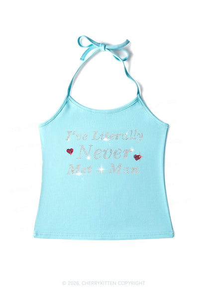 Rhinestone Never Met A Man Pride Y2K Halter Neck Cami Cherrykitten