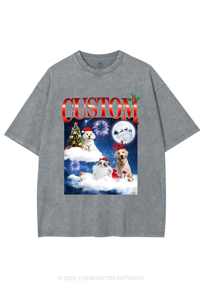 Custom Christmas Pet Y2K Shirts Washed Tee Cherrykitten
