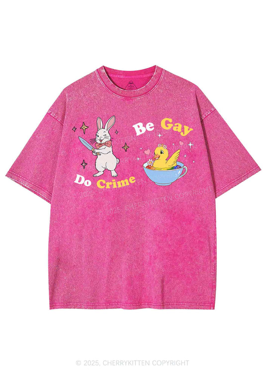 Be Gay Do Crime Pride Y2K Shirts Washed Tee Cherrykitten