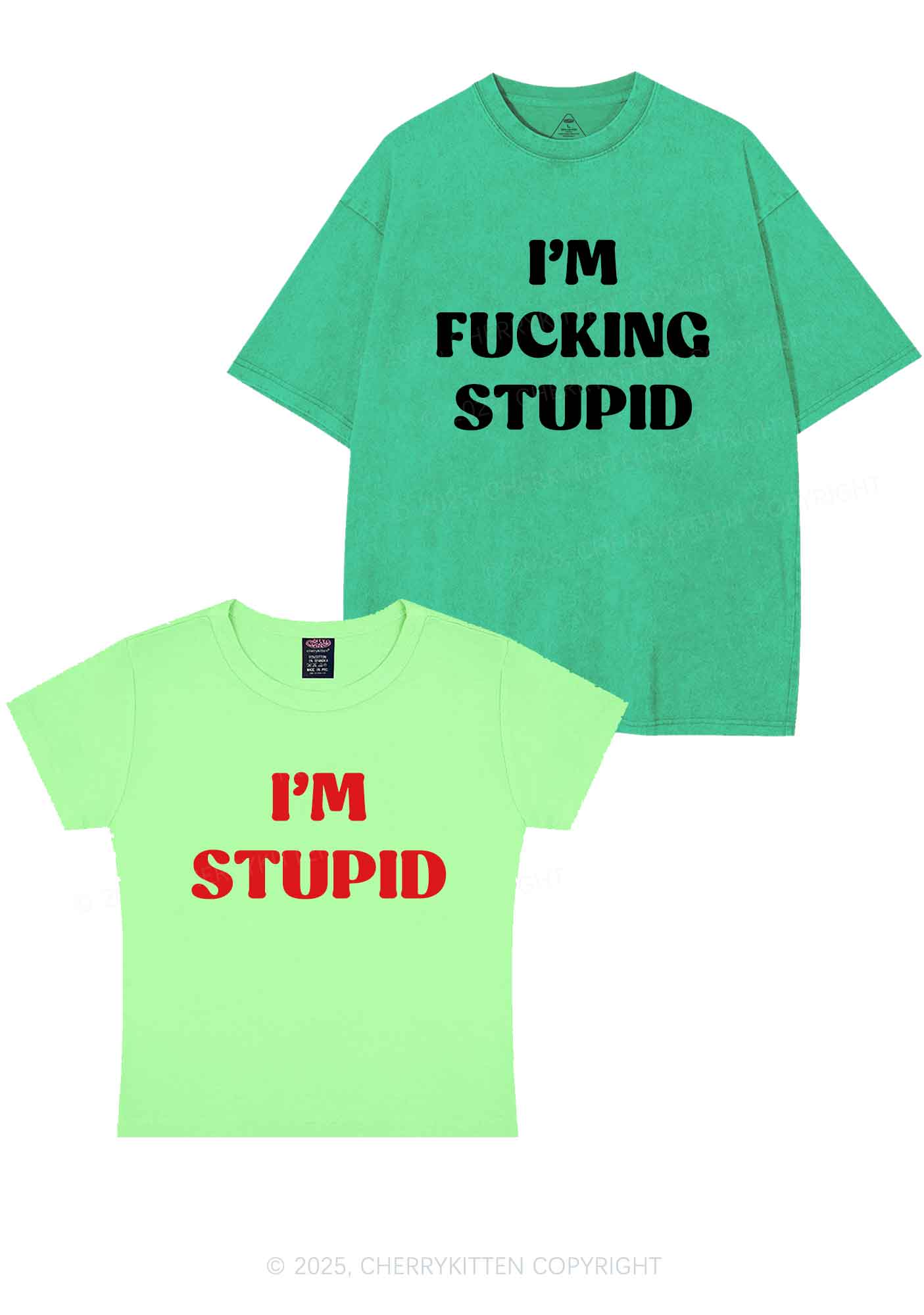 Im Fxxking Stupid Y2K Valentine's Day Couple Shirt Cherrykitten
