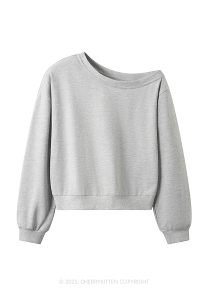 Plain Y2K Off Shoulder Sweatshirts Cherrykitten
