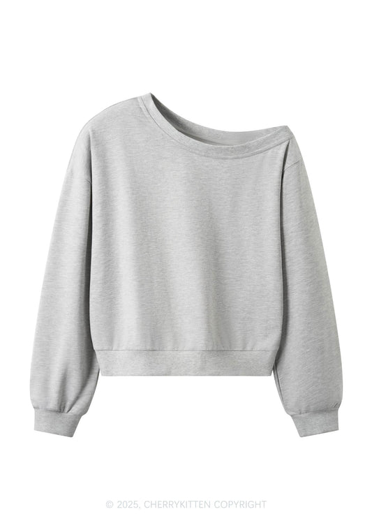 Plain Y2K Off Shoulder Sweatshirts Cherrykitten