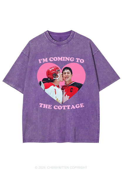 Coming To Cottage HR Y2K Shirts Washed Tee Cherrykitten