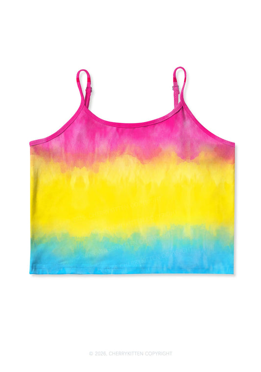 Pansexual Tie Dye Pride Y2K Print Cami Crop Top Cherrykitten