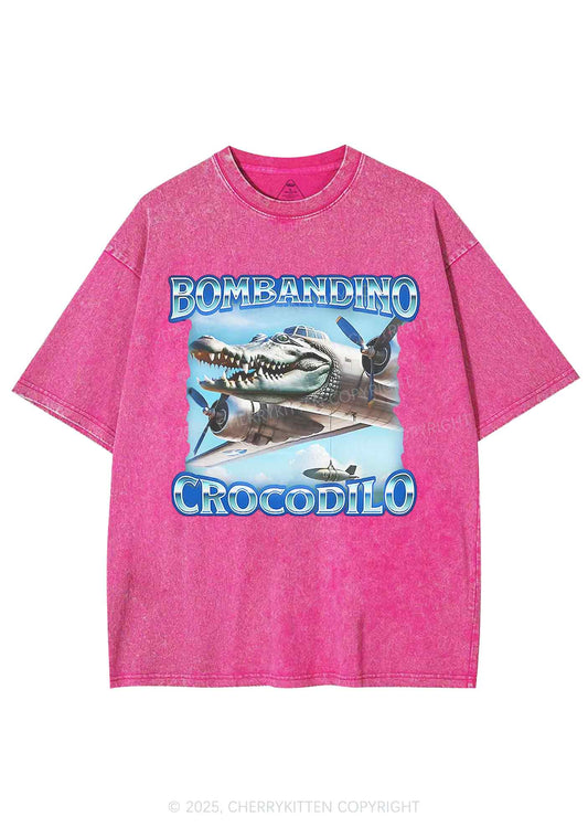 Bombandino Crocodilo Italian Brainrot Shirt Y2K Shirts Washed Tee Cherrykitten