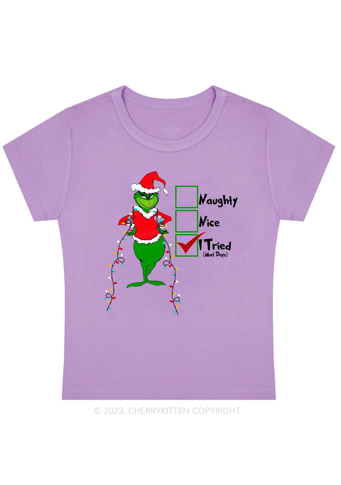 I Tried Most Days Christmas Baby Tee Cherrykitten