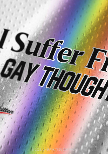 Rainbow Stripes Gay Thoughts Pride Y2K Sport Jersey Tank Cherrykitten