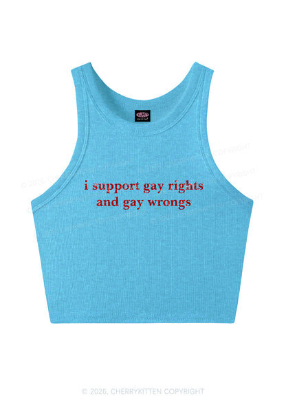 Glitter I Support Gay Rights Pride Y2K Crop Tank Top Cherrykitten