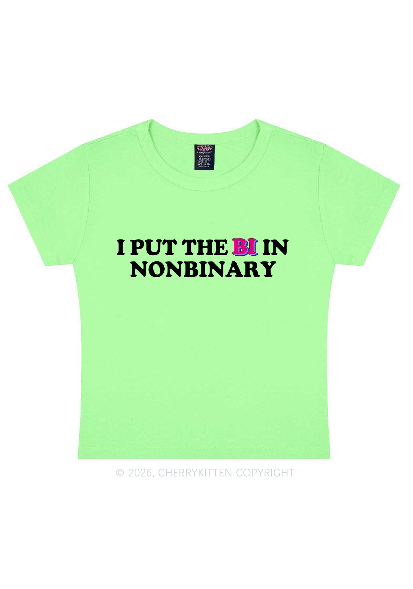 I Put The Bi In Nonbinary Pride Y2K Baby Tee Cherrykitten