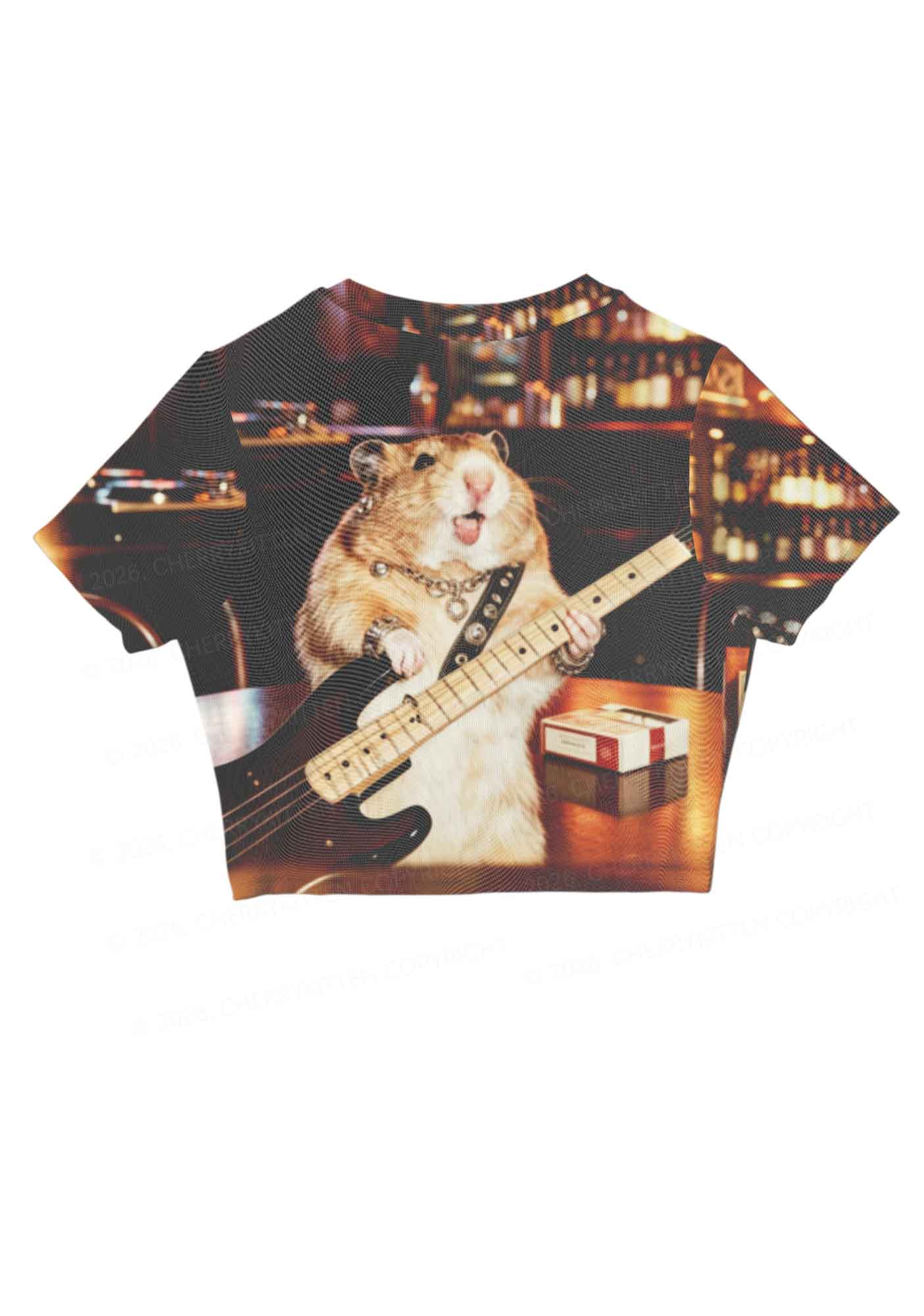 Hamster Bassist Techno Y2K Mesh Crop Top Cherrykitten