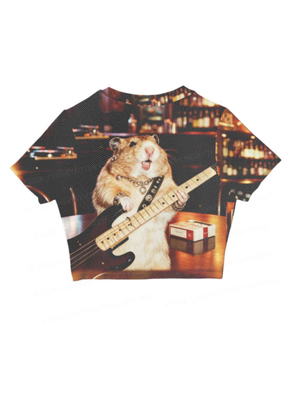 Hamster Bassist Techno Y2K Mesh Crop Top Cherrykitten