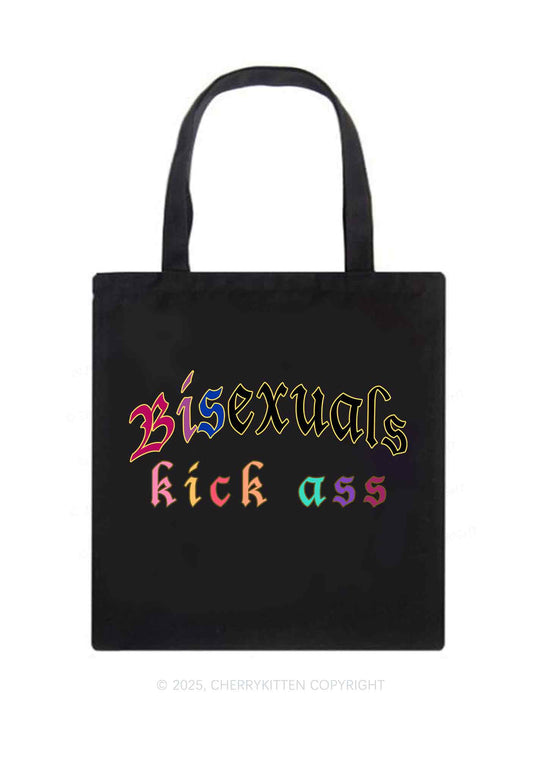 Bisexuals Kick Axx Pride Y2K Canvas Tote Bag Cherrykitten