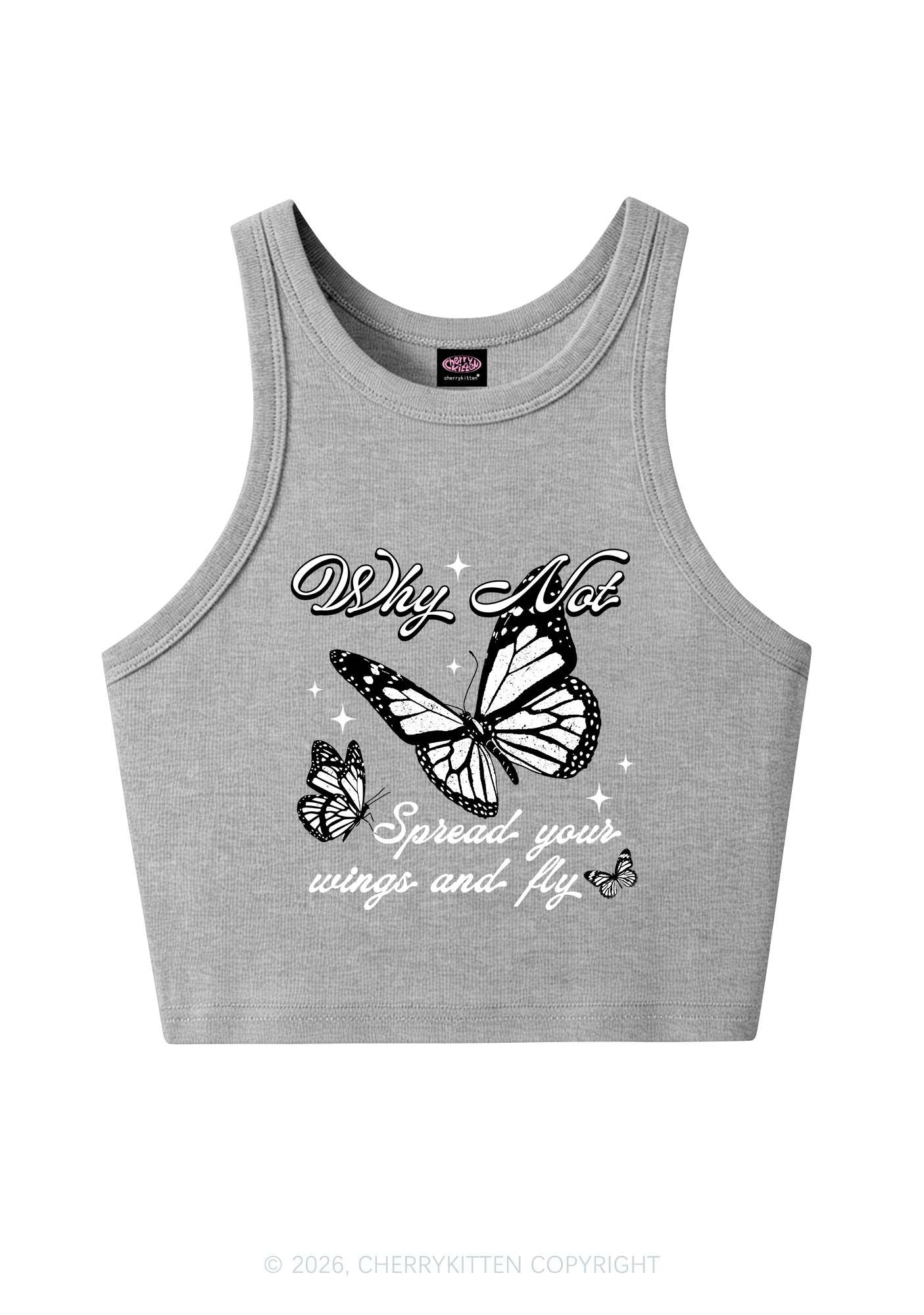 Spread Your Wings And Fly Y2K Crop Tank Top Cherrykitten
