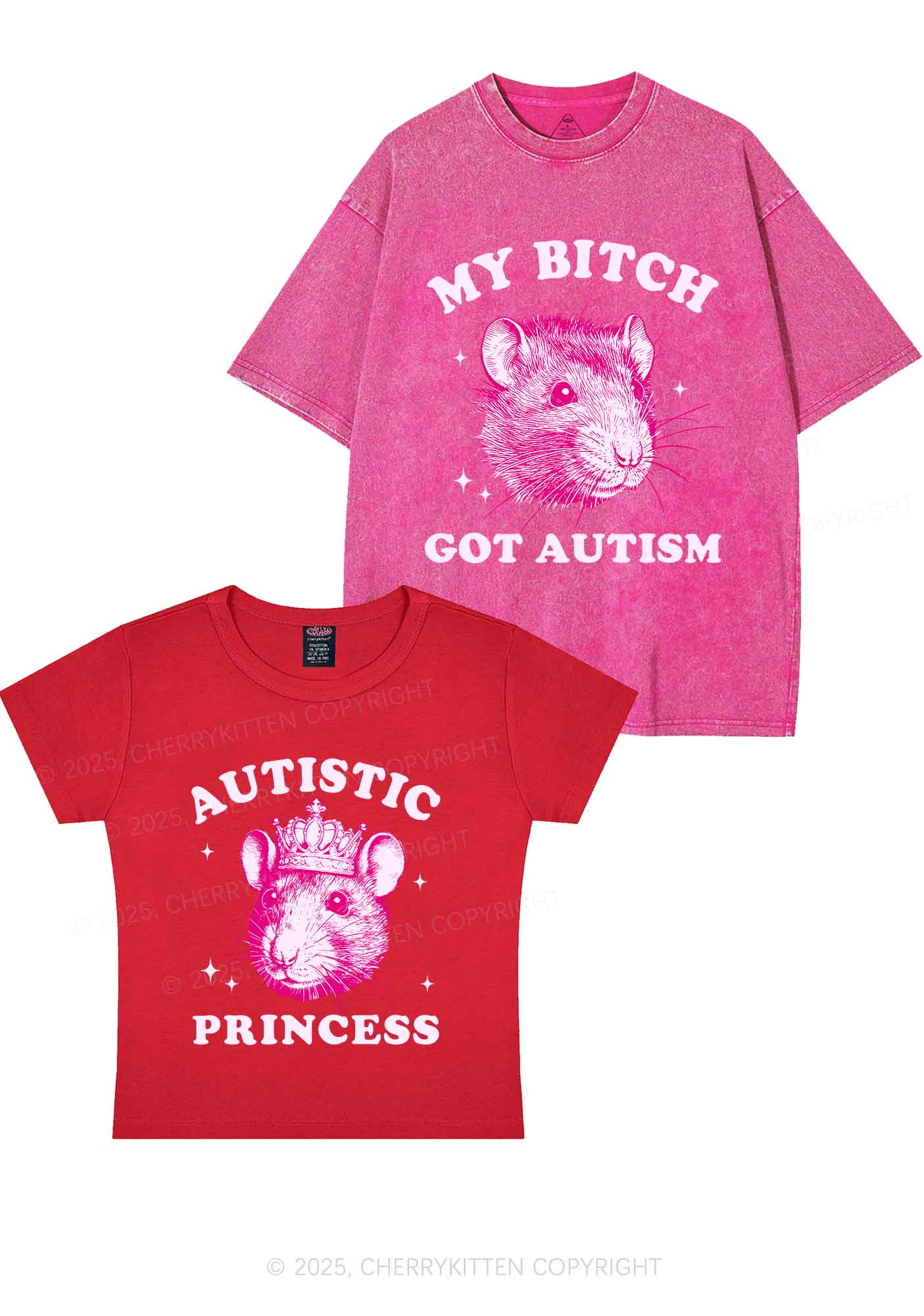 Autistic Princess Rats Y2K Valentine's Day Couple Shirt Cherrykitten
