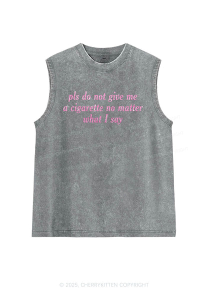 Glitter Pls Dont Give Me Cigarette Y2K Washed Muscle Tank Cherrykitten
