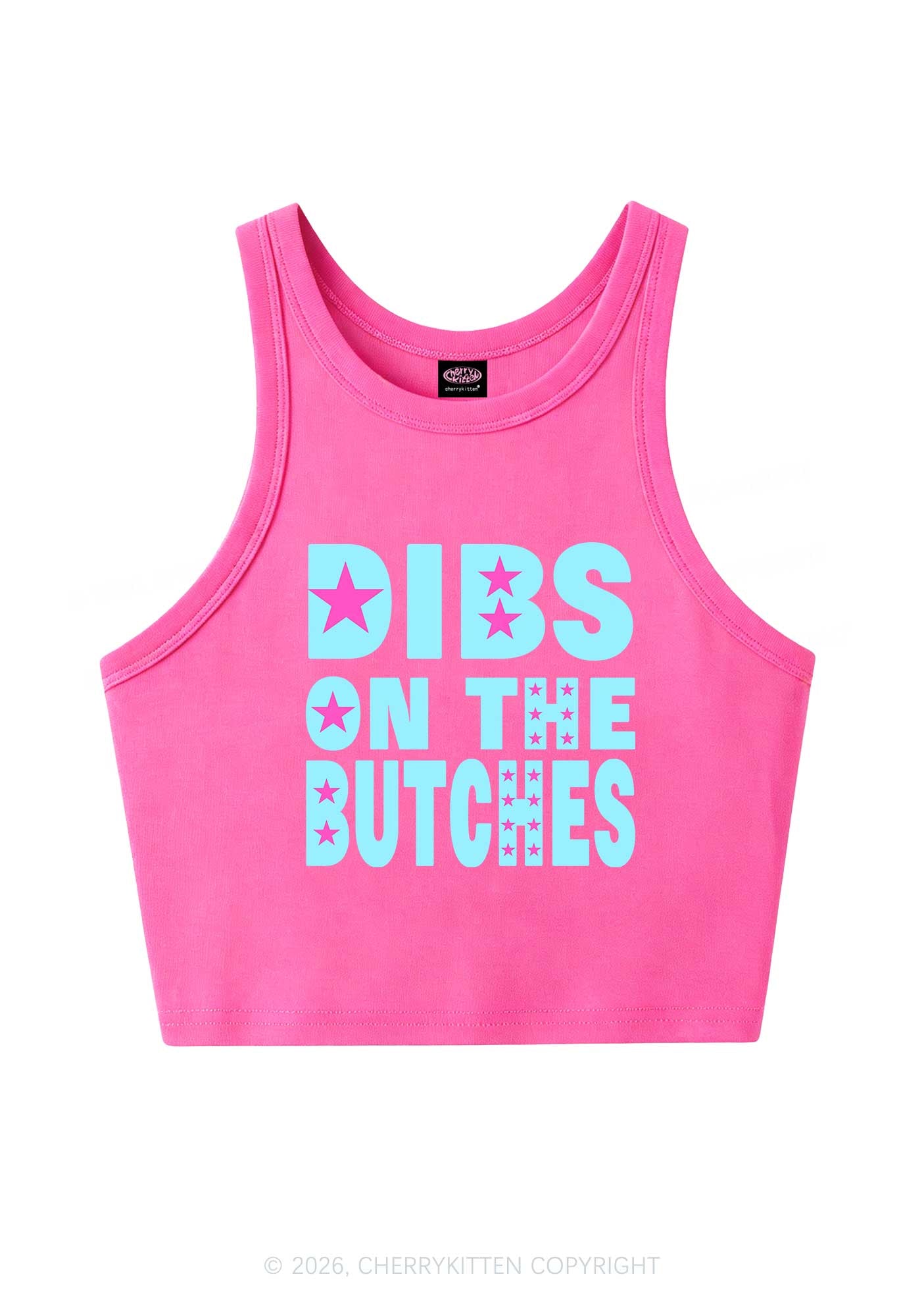 Dibs On The Butches Pride Y2K Crop Tank Top Cherrykitten