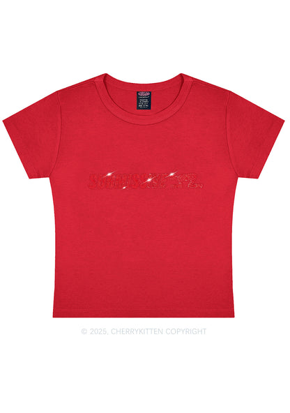 Rhinestone Submissive Man Y2K Baby Tee Cherrykitten