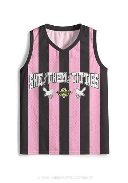 Pink Stripes She Them Txtties Pride Y2K Sport Jersey Tank Cherrykitten