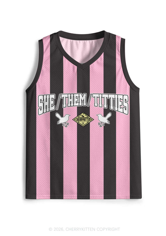 Pink Stripes She Them Txtties Pride Y2K Sport Jersey Tank Cherrykitten