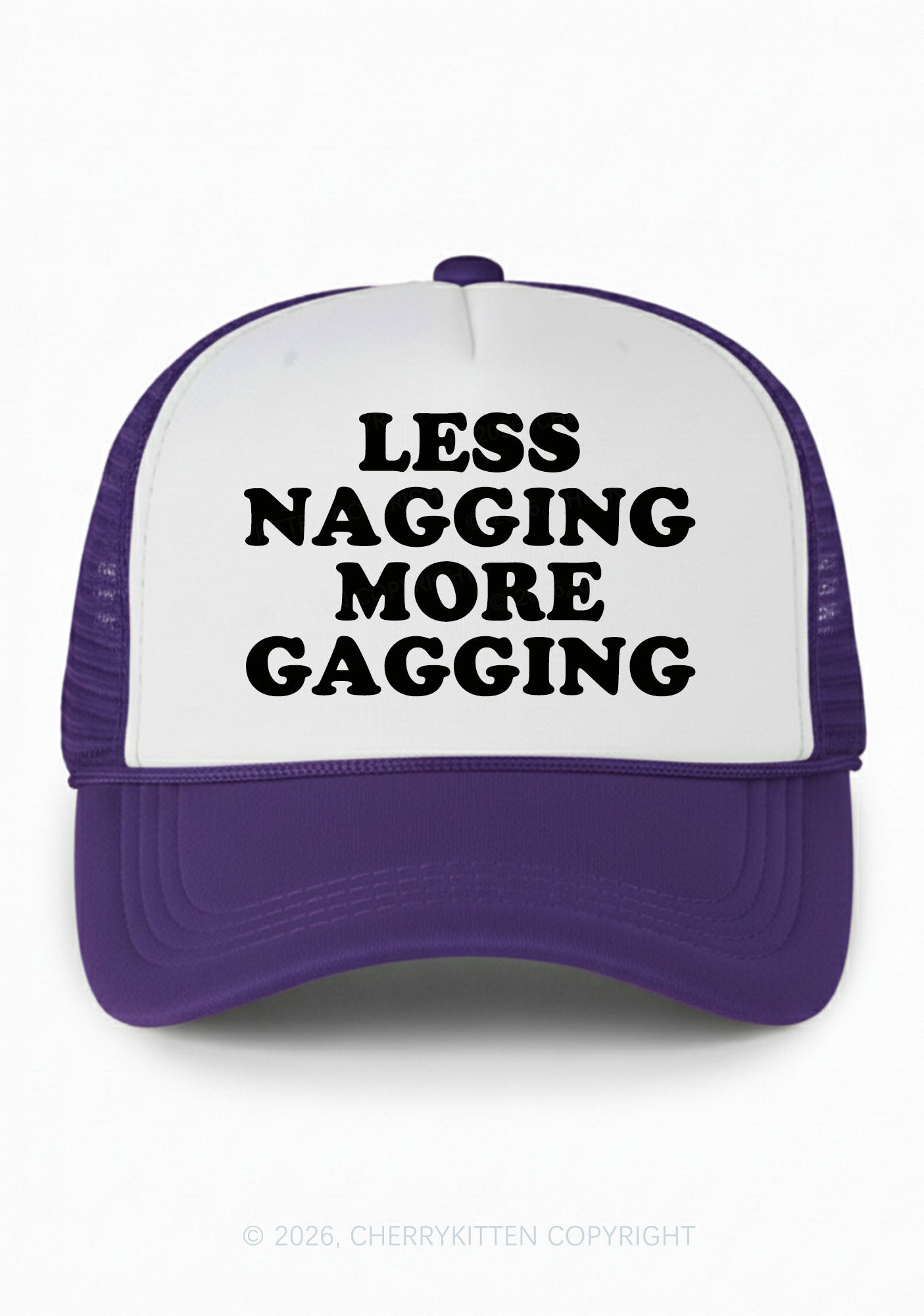 Less Nagging More Gagging Y2K Colorblock Trucker Hat Cherrykitten