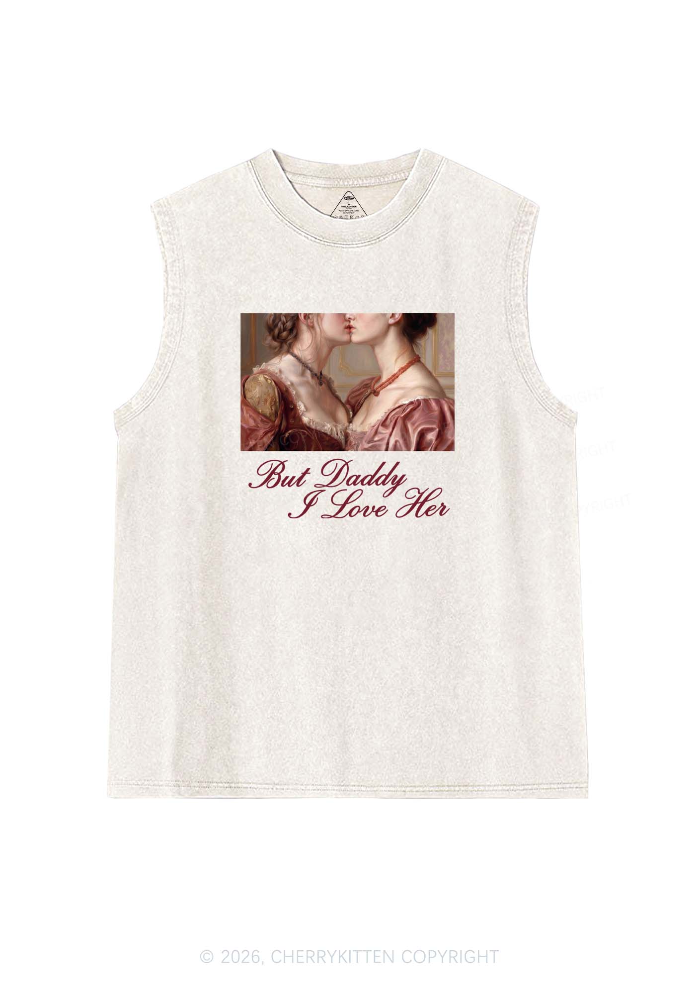 But Daddy I Love Her Lesbian Pride Y2K Washed Muscle Tank Cherrykitten