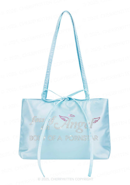 Rhinestone Face Of An Angel Y2K Satin Bags Cherrykitten