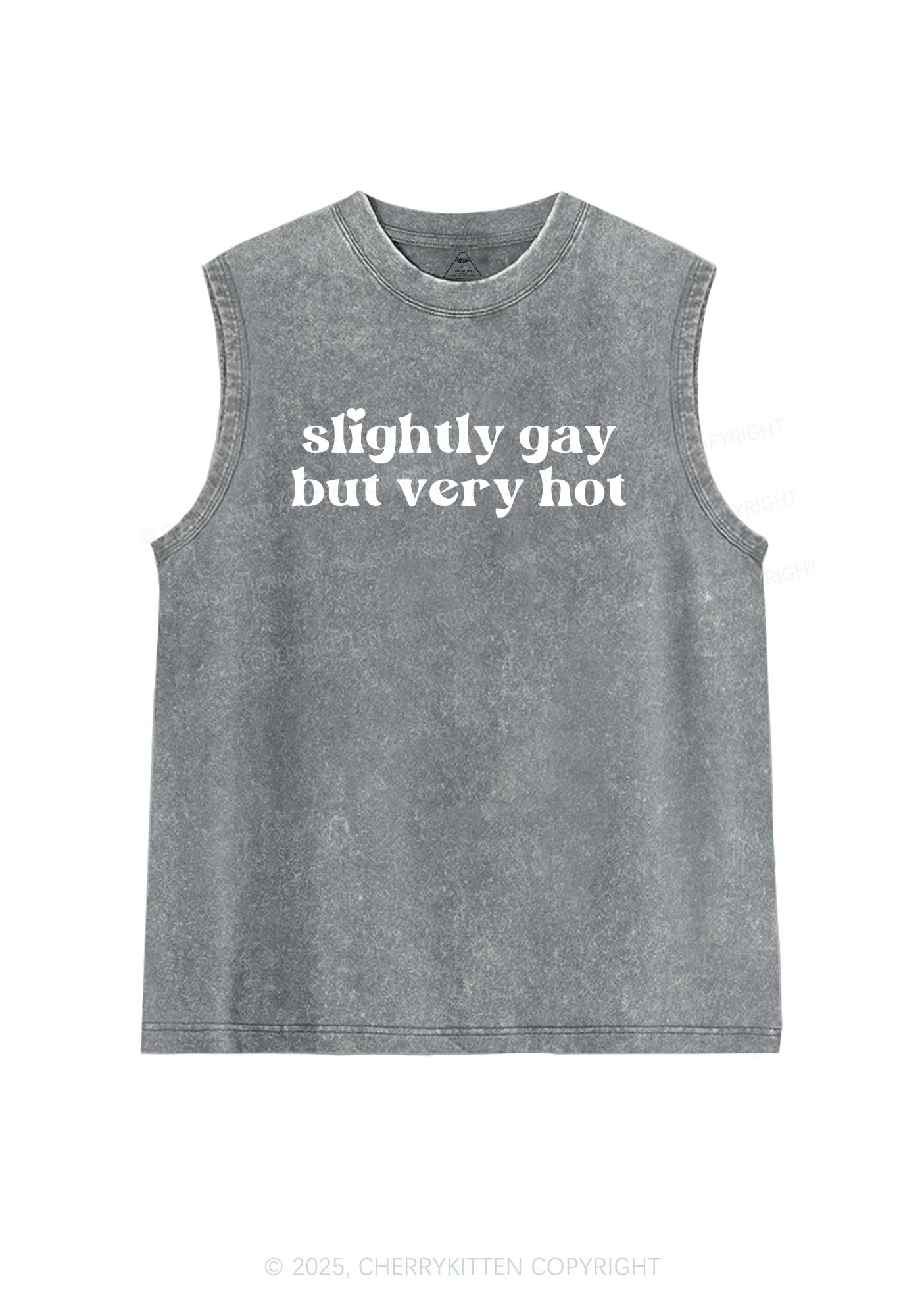 Slightly Gay But Very Hot Pride Y2K Washed Muscle Tank Cherrykitten