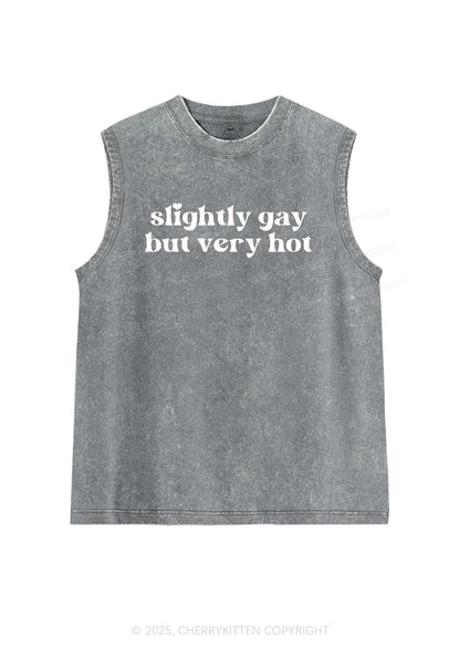 Slightly Gay But Very Hot Pride Y2K Washed Muscle Tank Cherrykitten