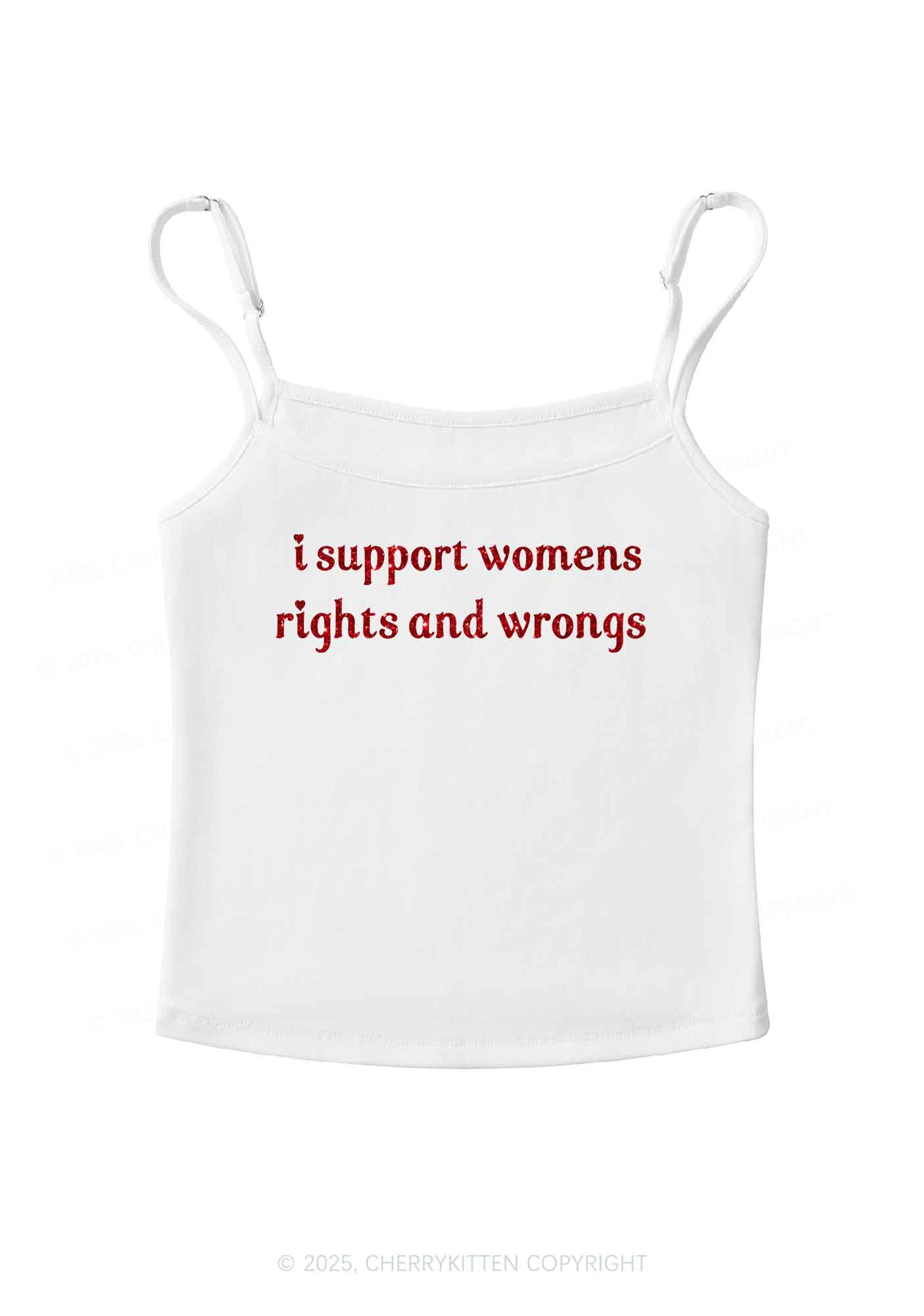 Glitter I Support Women Y2K Spaghetti Strap Cami Cherrykitten