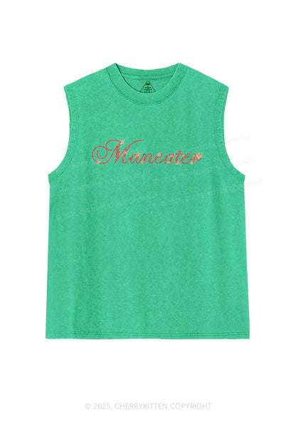 Rhinestone Maneater Y2K Washed Muscle Tank Cherrykitten