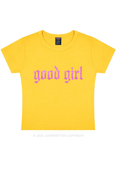 Glitter Good Girl Y2K Baby Tee Cherrykitten