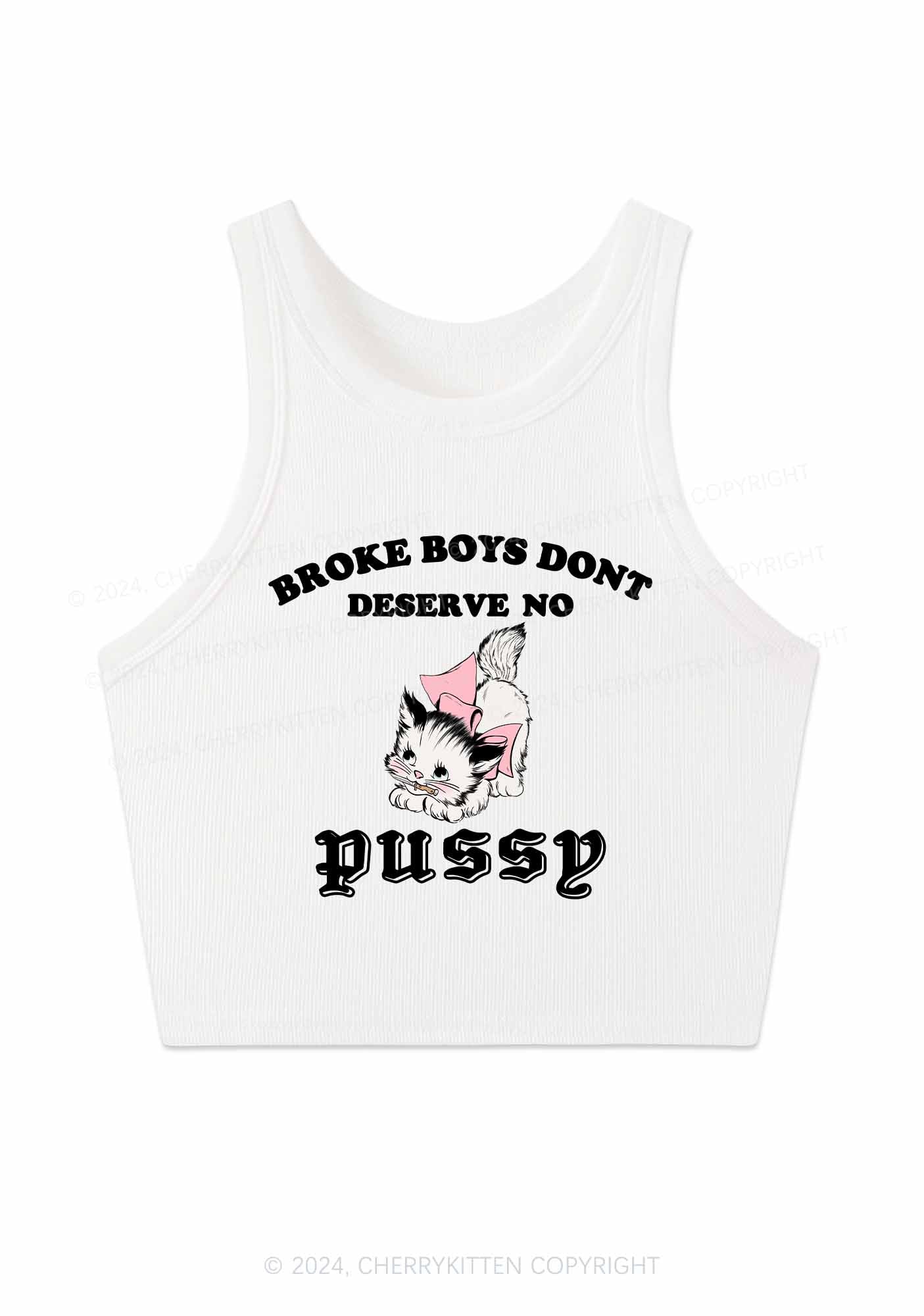 Broke Boys Pxssy Y2K Crop Tank Top Cherrykitten