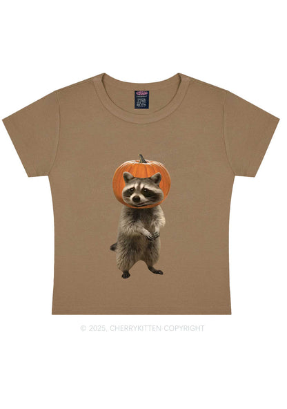 Halloween Silly Raccoon Y2K Baby Tee Cherrykitte